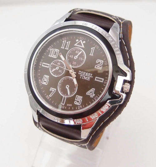 PU Leather Men's Quartz Wrist Watch - Black